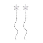 Flower Threader Earrings Silver