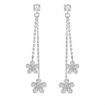 Sterling Silver Flower Dangle Earrings