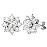 Flower Cluster Earrings (Silver, Stud)
