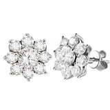 Flower Cluster Earrings (Silver, Stud)