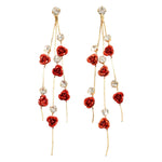 Rose Tassel Earrings (Silver, Drop)