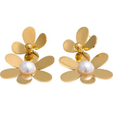 Gold Floral Drop Earrings