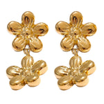 14k Gold Flower Drop Earrings