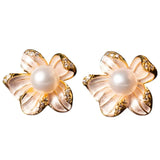 Flower Earrings With Pearls