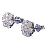Flower Cluster Earrings Men (Silver, Stud)
