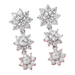 Flower Cluster Drop Earrings (Silver)