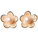 Flower Shaped Pearl Earrings
