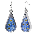 Sterling Silver Pressed Flower Teardrop Earrings