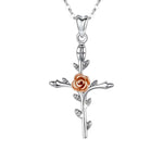 Cross With Rose Necklace