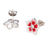 Floral Enamel Earrings (Silver, Stud)