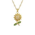 Gold Sunflower Pendant Necklace