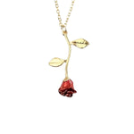 Gold Necklace with Rose Pendant