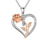 Heart With Rose Necklace