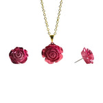 Red Rose Necklace and Earrings