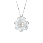 Silver Lotus Pearl Necklace