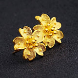 14k Gold Flower Earrings Side View