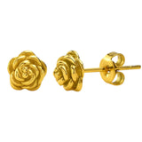 14k Gold Rose Earrings Side View