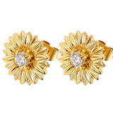 14k Gold Sunflower Earrings