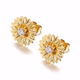 14k Gold Sunflower Earrings Details