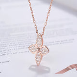 4 Leaf Flower Rose Gold Necklace
