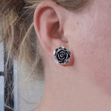Antique Flower Earrings on Ear