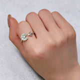 Bee and Flower Ring on Finger