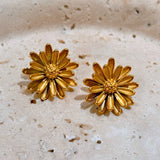 Big_Gold_Flower_Stud_Earrings Front View