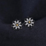 Black Dahlia Earrings Close Up View