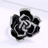 Black Flower Ring Close Up View