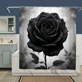 Black Flower Shower Curtain Home Decor