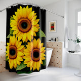 Black Sunflower Shower Curtain