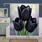 Black Tulip Shower Curtain Home Decor