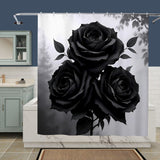 Black and White Rose Shower Curtain Home Decor