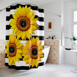 Black and White Sunflower Shower Curtain