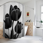 Black and White Tulip Shower Curtain