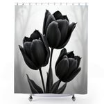 Black and White Tulip Shower Curtain