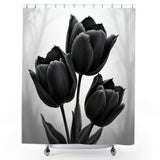 Black and White Tulip Shower Curtain
