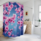 Blue Cherry Blossom Shower Curtain