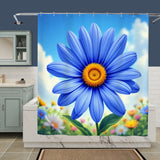 Blue Daisy Shower Curtain Home Decor
