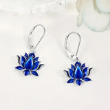 Blue Lotus Earrings Close Up View