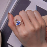 Blue Lotus Ring on Finger