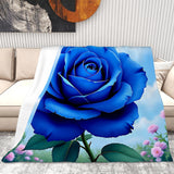 Blue Rose Blanket Living Room