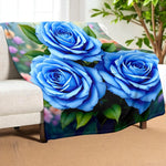 Blue Rose Throw Blanket Home Decor