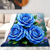 Blue Rose Throw Blanket Living Room