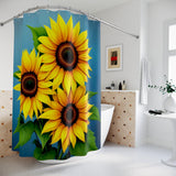 Blue Sunflower Shower Curtain