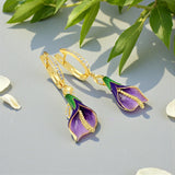 Calla Lily Earrings Close Up View