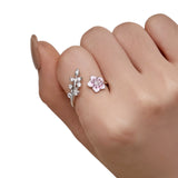 Cherry Blossom Ring Around Finger