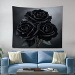Black Flower Tapestry