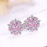 Crystal Cherry Blossom Earrings Close Up View