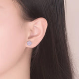 Crystal Cherry Blossom Earrings on Ear